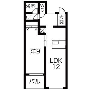 新宿ビル(1LDK/6階)の間取り写真