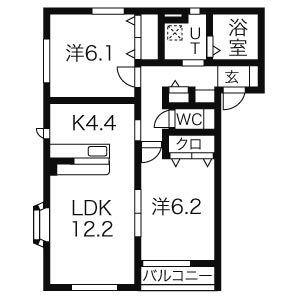 ハピネスパラディ(2LDK/2階)の間取り写真