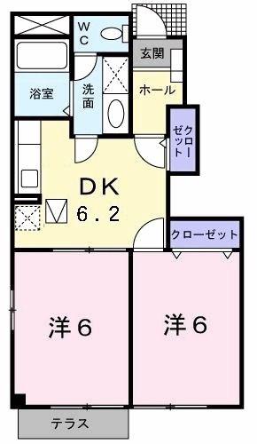 エトワール・バーグB(2DK/1階)の間取り写真