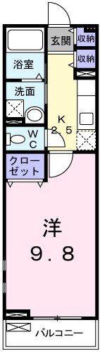 プラシード三宅(1K/2階)の間取り写真