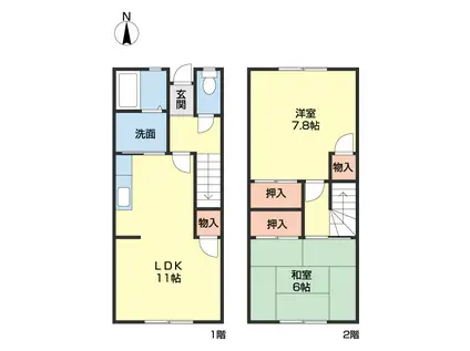 リザーブハイツ谷口(2LDK/1階)の間取り写真