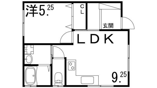 ＪＲ山陽本線 御着駅 徒歩1分 2階建 築8年(1LDK/1階)の間取り写真
