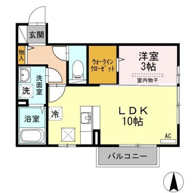 エスポワール前田B(1LDK/1階)の間取り写真