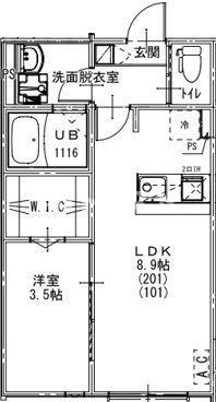 リスグラシュー(1LDK/1階)の間取り写真