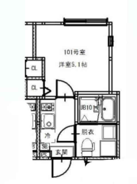 ZENITH 平井(1K/1階)の間取り写真