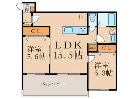 MOCXION桃山(2LDK/2階)の間取り写真