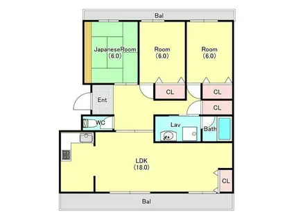 テラスレジデンス伊奈平(3LDK/1階)の間取り写真