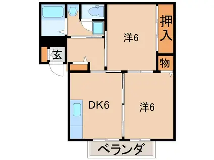 パークタウン参番館(2DK/2階)の間取り写真