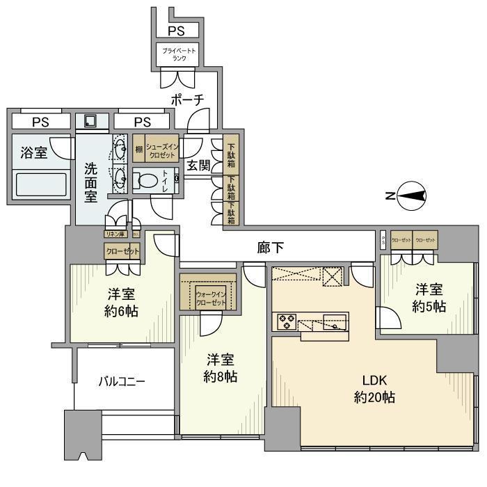 ワールドシティタワーズアクアタワー(3LDK/30階)の間取り写真