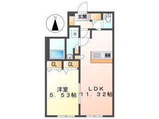 QUADOR NOIE 今池(1LDK/1階)の間取り写真
