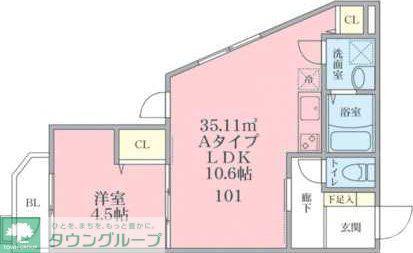 タリアセンFD(1LDK/1階)の間取り写真