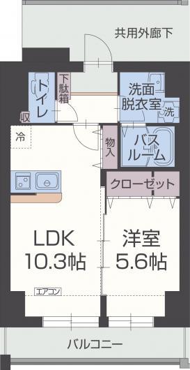 シェリーグランデ(1LDK/3階)の間取り写真
