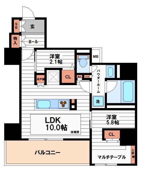 アーバネックス天満橋FRONT(2LDK/6階)の間取り写真