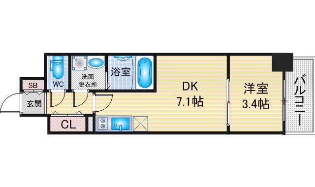 ARTIZA金山(1DK/9階)の間取り写真