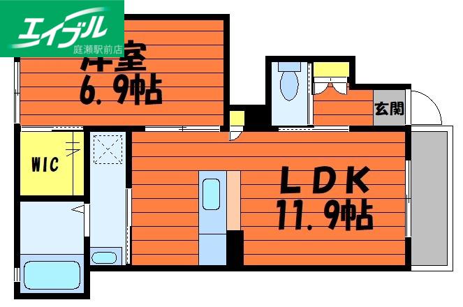 リバーサイドII(1LDK/1階)の間取り写真