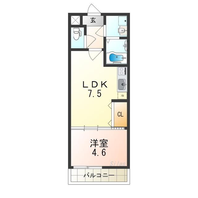 フジパレス堺大浜I番館(1DK/3階)の間取り写真