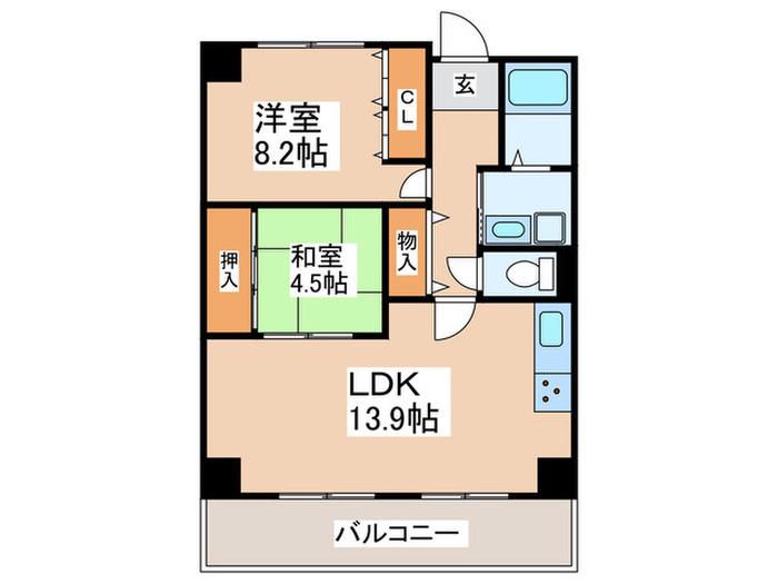 ハイシュタイン堀江(2LDK/7階)の間取り写真