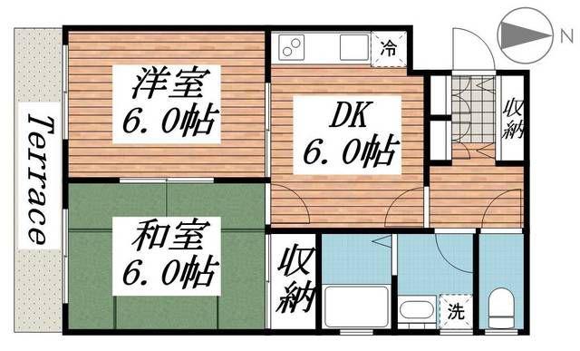 CASA CHICA(2DK/1階)の間取り写真