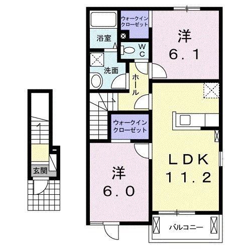 ヴィーヴェレ III(2LDK/2階)の間取り写真