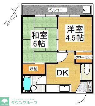 コーポ松山(2K/2階)の間取り写真
