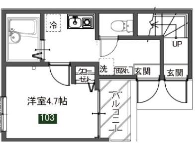 メルディア東堀切(1K/1階)の間取り写真