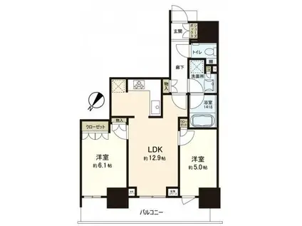 HITOTO広島 THE TOWER(2LDK/15階)の間取り写真