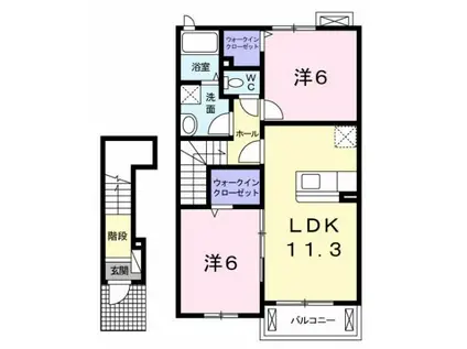 サニーカーサ(2LDK/2階)の間取り写真