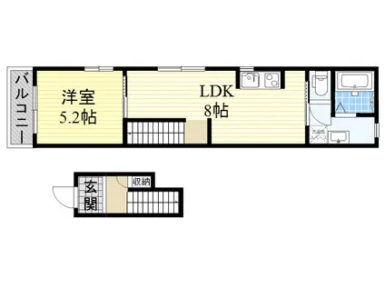 YDハウス赤川(1LDK/2階)の間取り写真