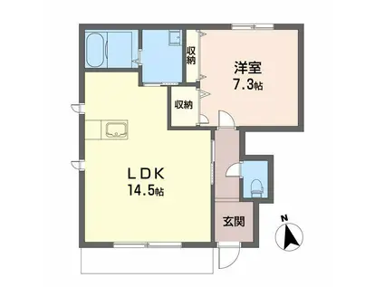 MASTCOURT鳴神(1LDK/1階)の間取り写真