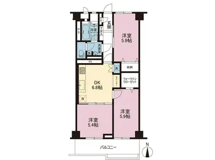 磯子駅前ビル(3DK/14階)の間取り写真