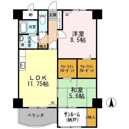 アウスピオーリ(2LDK/5階)の間取り写真