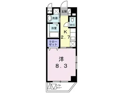 グランビスタ(1K/6階)の間取り写真