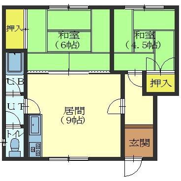 スミレハウス(2DK/2階)の間取り写真