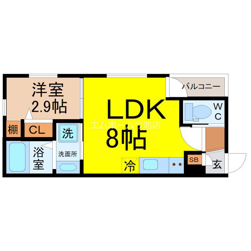 メイクス志賀本通(1LDK/1階)の間取り写真