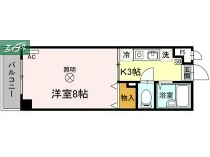 森ビル(1K/2階)の間取り写真