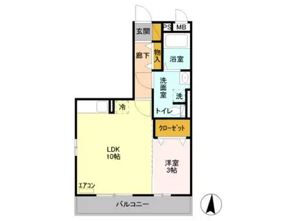 コモド・K II(1LDK/1階)の間取り写真