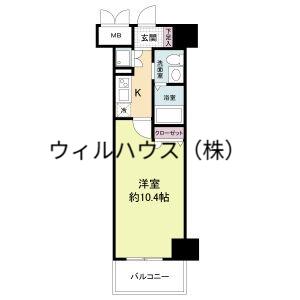 フェニックスレジデンス堺東(1K/4階)の間取り写真