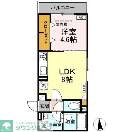 D-ROOM寺町(1LDK/2階)の間取り写真