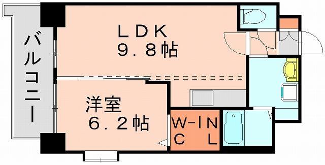 トラント・ドゥ博多(1LDK/2階)の間取り写真