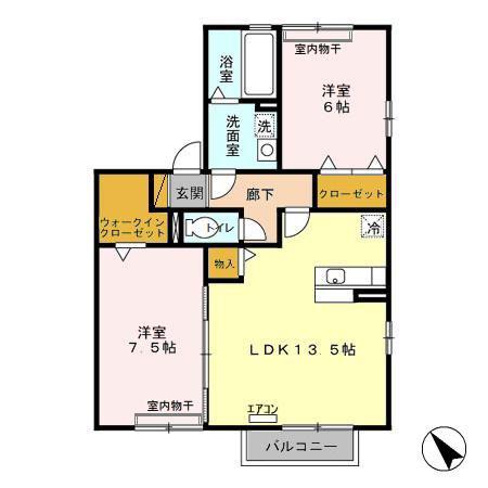 ロイヤルガーデン KIRINOKI(2LDK/1階)の間取り写真