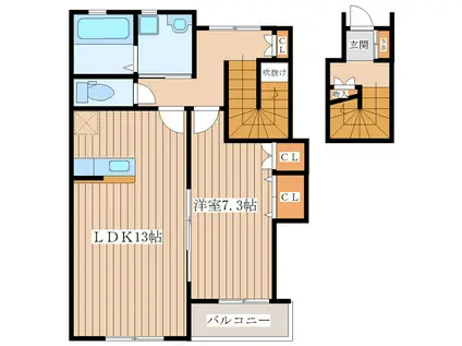 クレールヒロセII(1LDK/2階)の間取り写真