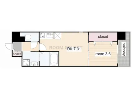 プレイズシード車道スクエア(1DK/12階)の間取り写真