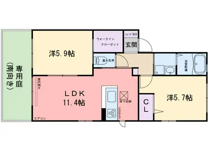 パークサイド富士見(2LDK/1階)の間取り写真