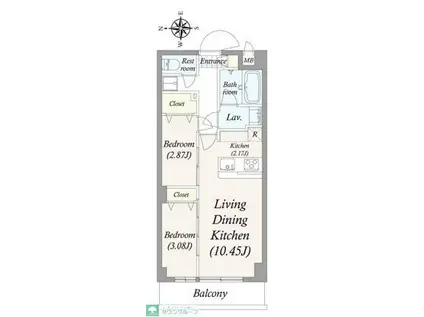 アルファコート亀戸2(2LDK/4階)の間取り写真