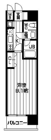 レジディア京町堀(1K/4階)の間取り写真