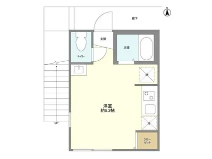 プルミエールK&A(ワンルーム/1階)の間取り写真