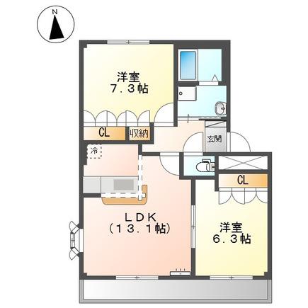 フィグトゥリーM(2LDK/2階)の間取り写真