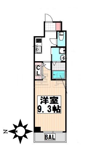 KDXレジデンス今池(1K/10階)の間取り写真