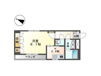 アップフィールド新倉敷(1K/2階)の間取り写真