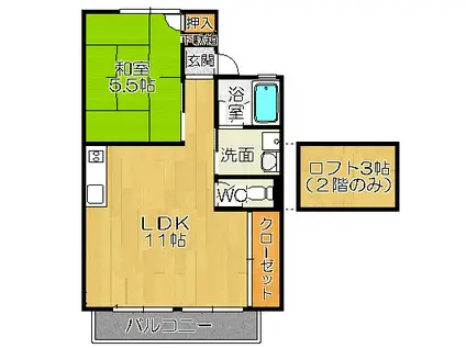 カーサ・コイーバ(1LDK/1階)の間取り写真